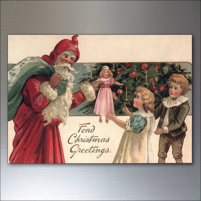 Vintage Victorian Christmas scenes fridge magnets set by Xmas, featuring 8 traditional holiday images, perfect for festive decor.