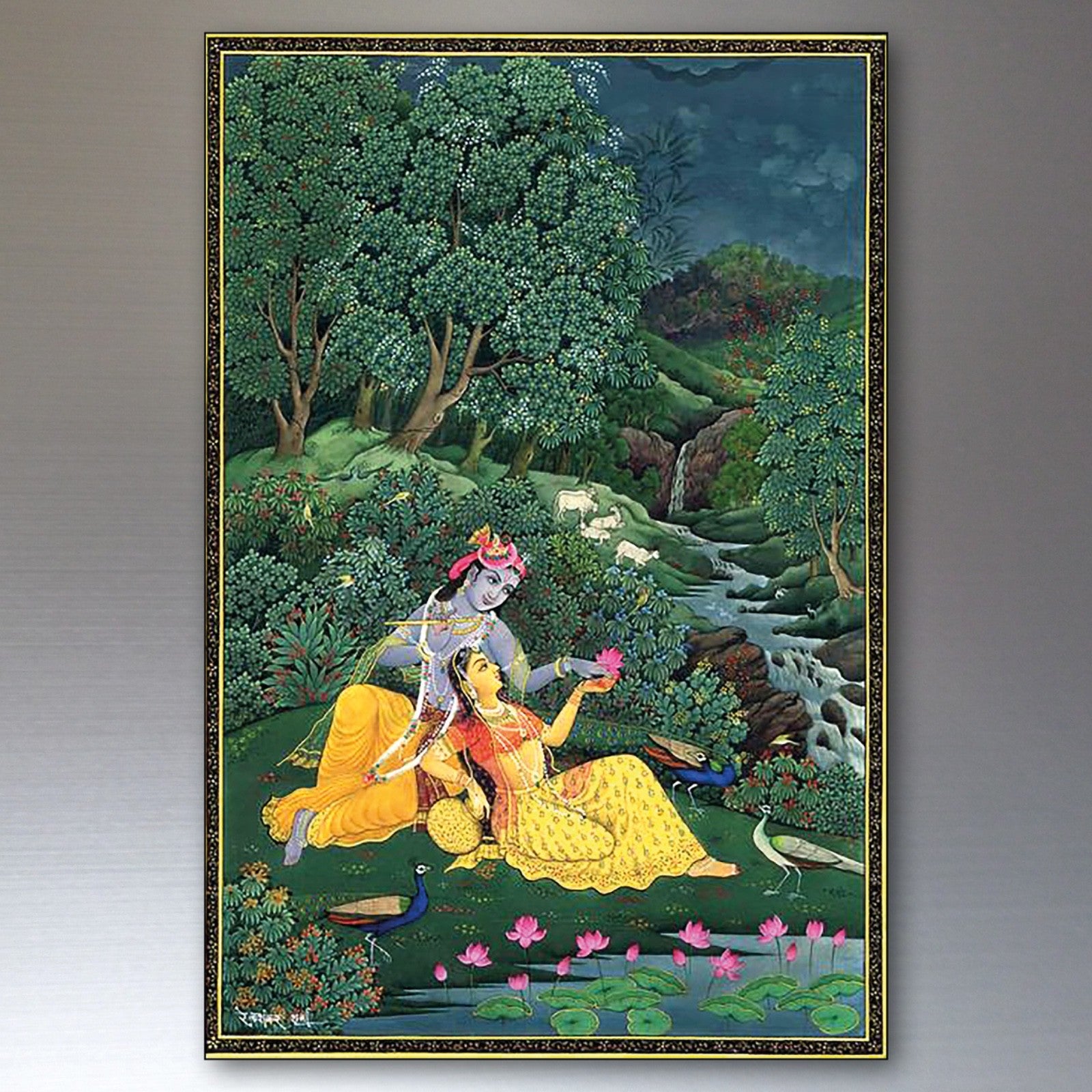 Set of 8 vintage Indian Mughal Pichwai art fridge magnets featuring intricate traditional designs and vibrant colors.