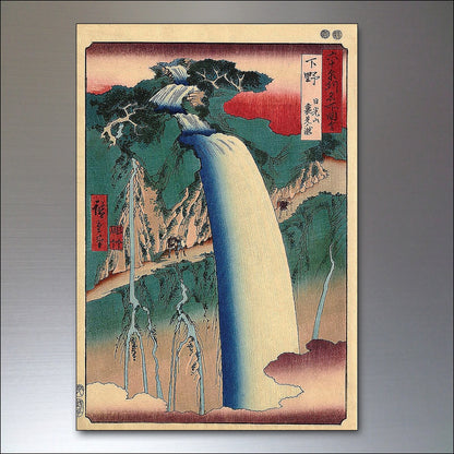 Set of vintage Japanese ukiyo-e art and wood block design fridge magnets featuring traditional Japanese woodblock prints.