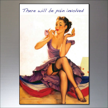 Set of 8 vintage pin-up girl fridge magnets featuring retro artwork, perfect for decorating your refrigerator door.