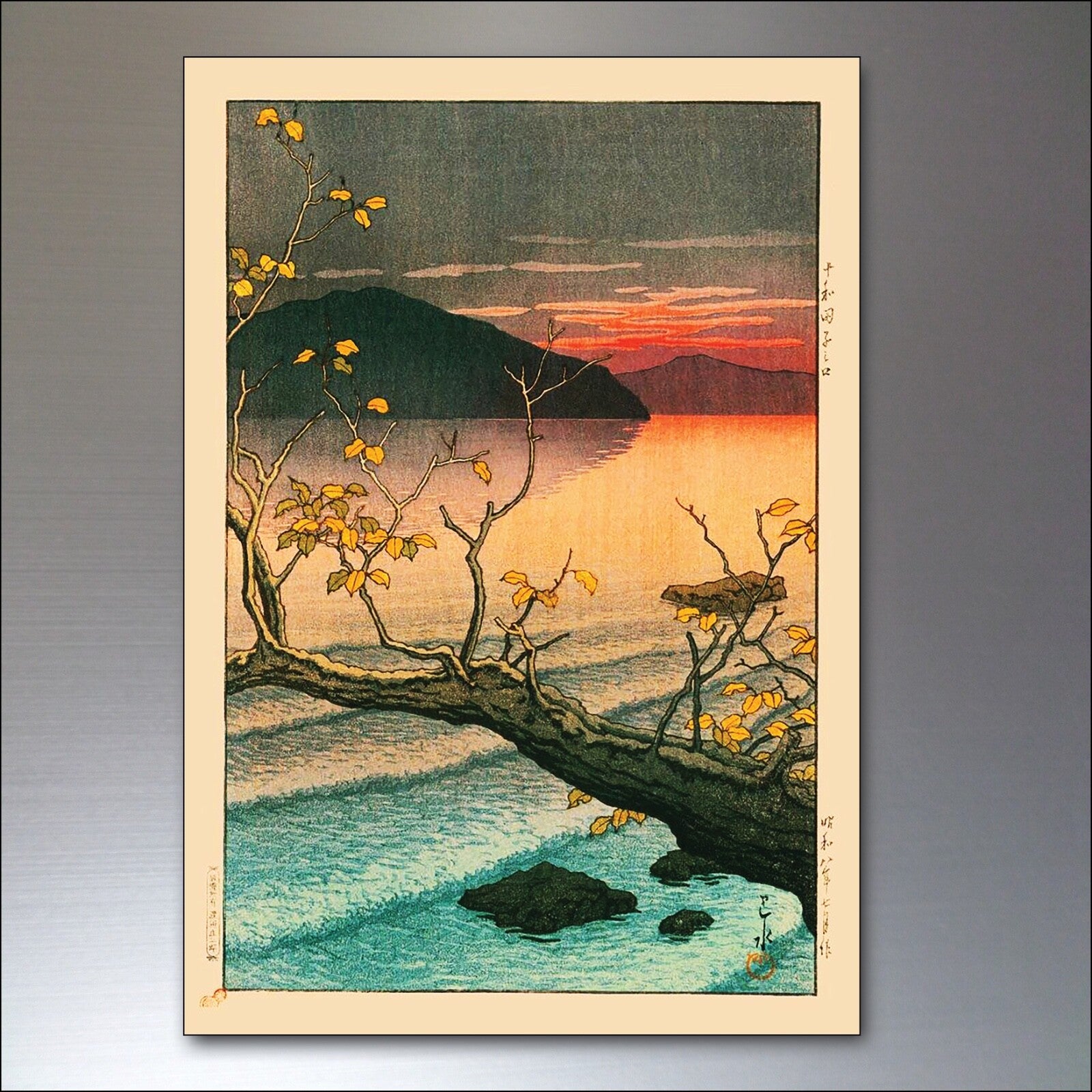 Set of vintage Japanese ukiyo-e art and wood block painting fridge magnets showcasing traditional Japanese prints and designs.