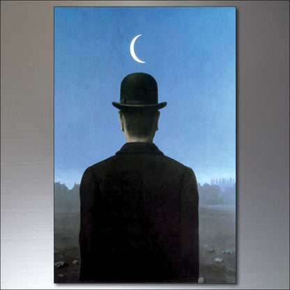 Set of 8 vintage fridge magnets featuring René Magritte surrealism paintings, collectible art magnets by Surralist.