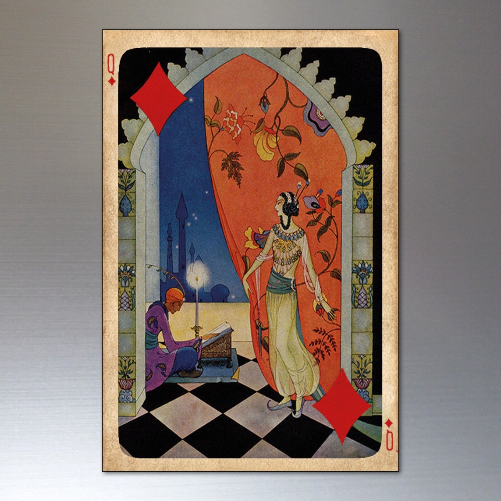 Set of 8 vintage Indian Tarot cards fridge magnets, retro-style magnets with detailed tarot imagery, no.3.