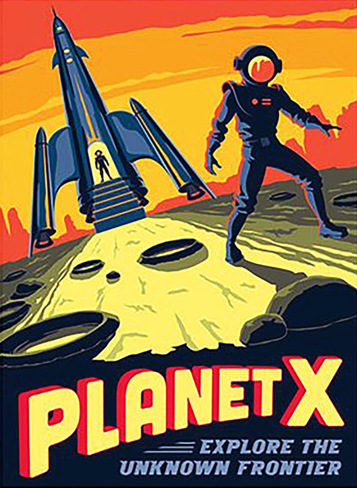 Set of six vintage sci-fi space travel magnets featuring retro science fiction artwork by Solar.