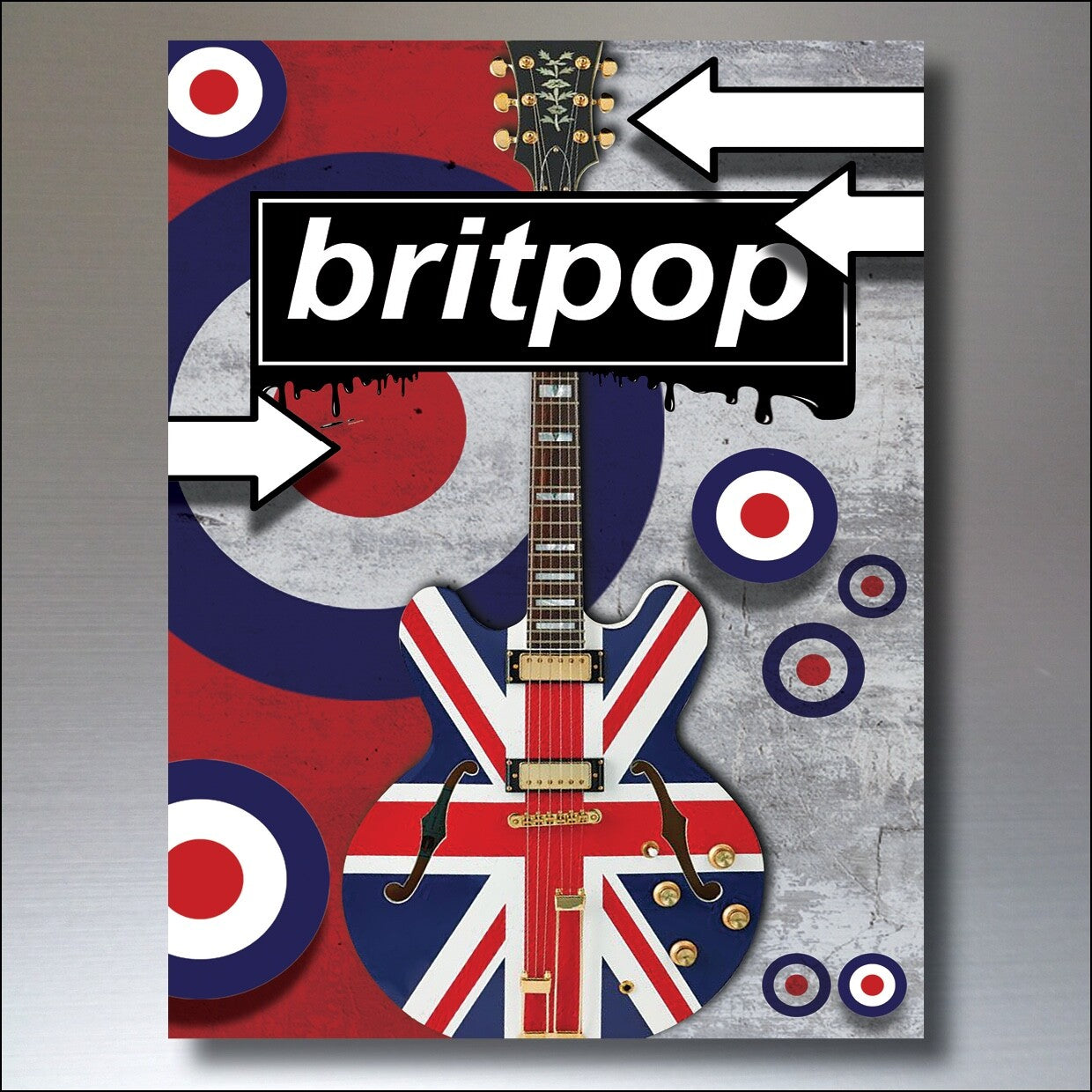 Set of six Mods retro punk rocker fridge magnets featuring vintage music and pop culture scooter designs.