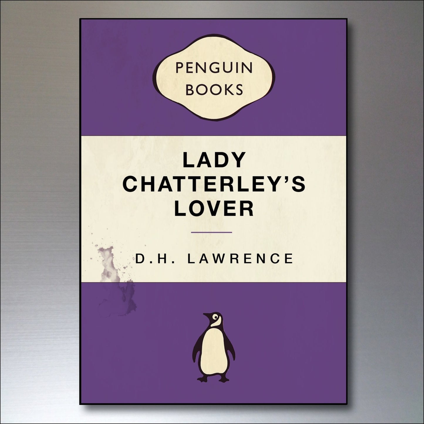 Set of 8 vintage Penguin book cover fridge magnets featuring retro classic penguin designs, unbranded collectible magnet set.