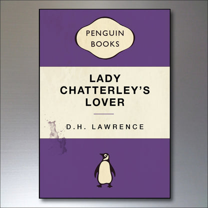 Set of 8 vintage Penguin book cover fridge magnets featuring retro classic penguin designs, unbranded collectible magnet set.