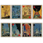 Set of 8 vintage Indian Tarot cards fridge magnets with retro design, featuring colorful and artistic Tarot card illustrations.