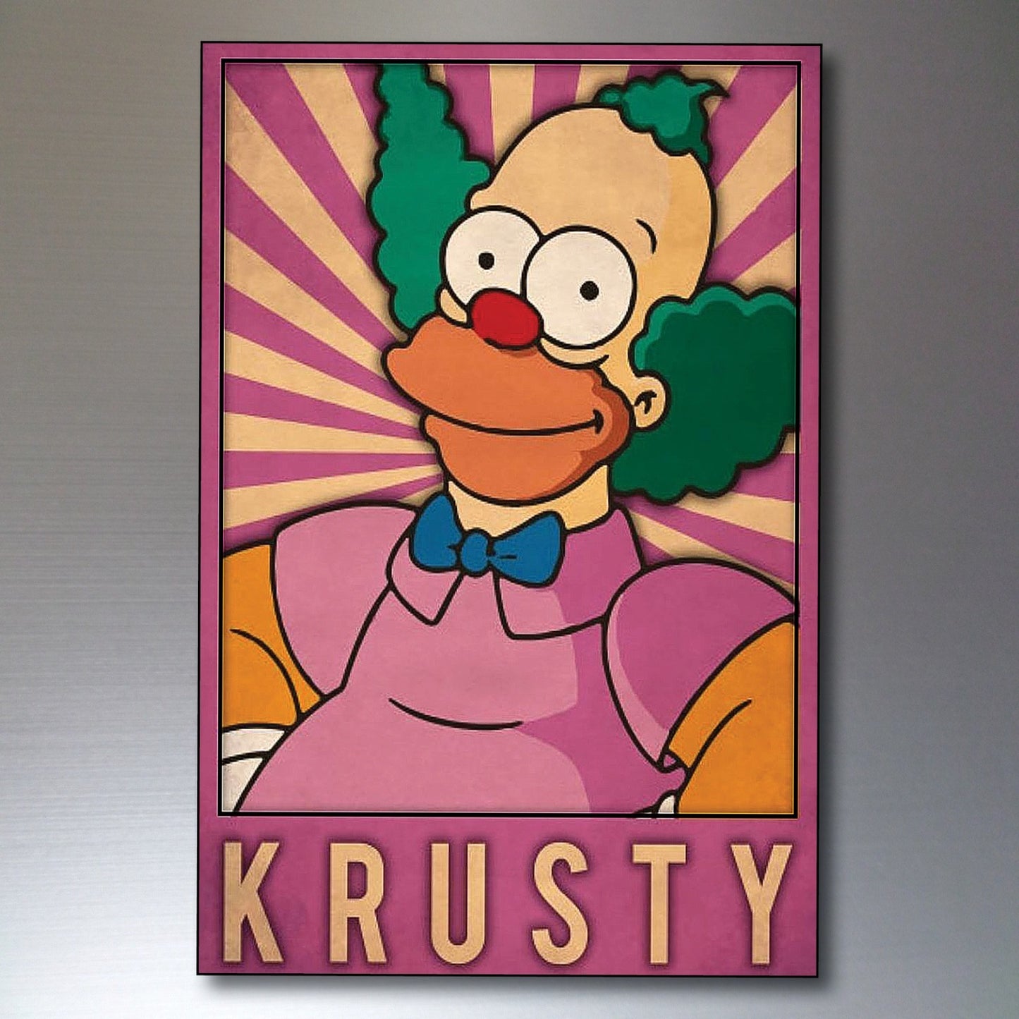 Set of 8 cartoon Simpsons character fridge magnets featuring vintage-style designs and colorful comic illustrations.