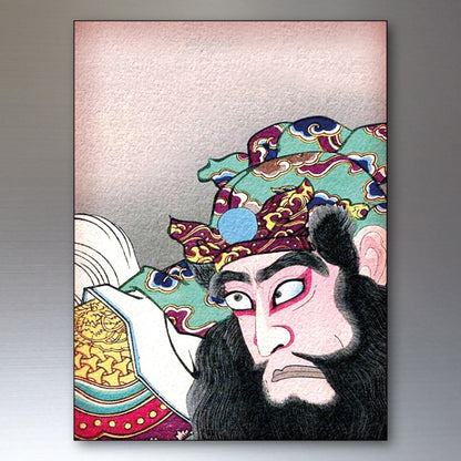 Set of 8 Japanese decorative art fridge magnets featuring traditional Edo period Kabuki masks and scenes, by Japanesse.