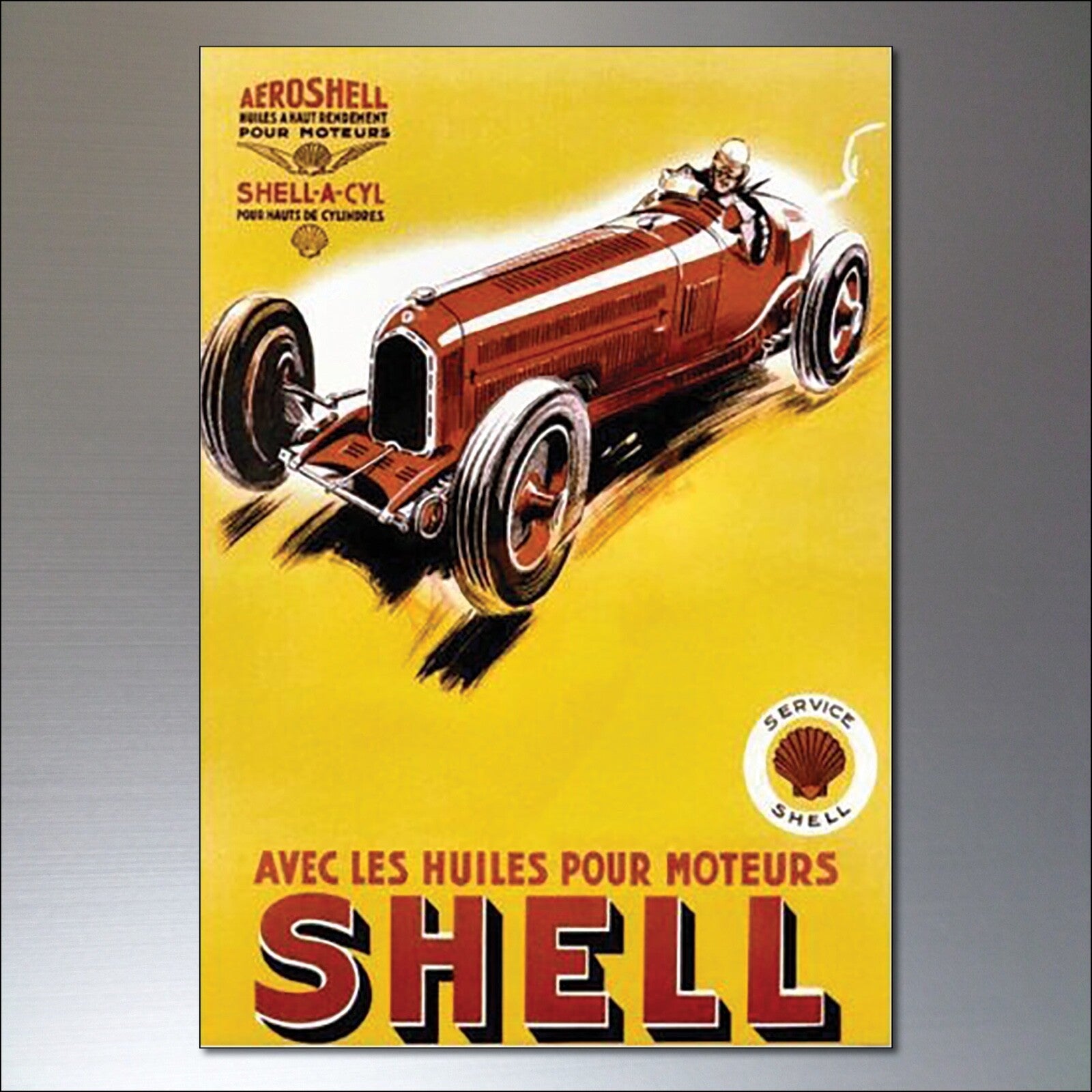 Set of 8 vintage auto motor adverts fridge magnets featuring classic car images and retro automotive designs.