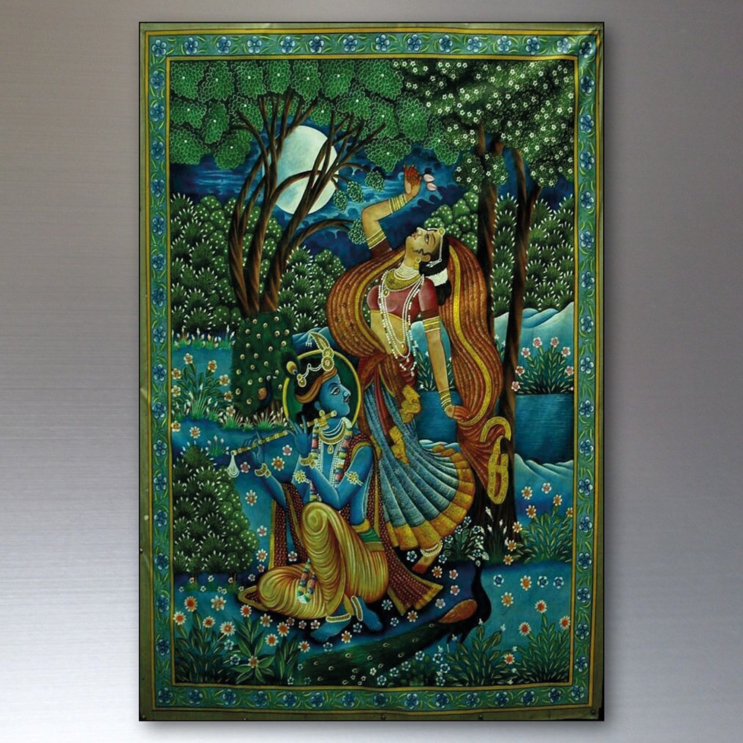 Set of 8 vintage Indian Mughal Pichwai art fridge magnets featuring intricate traditional designs and vibrant colors.