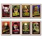 Set of 8 vintage Hammer Horror movie poster fridge magnets featuring classic horror film artwork and iconic characters.