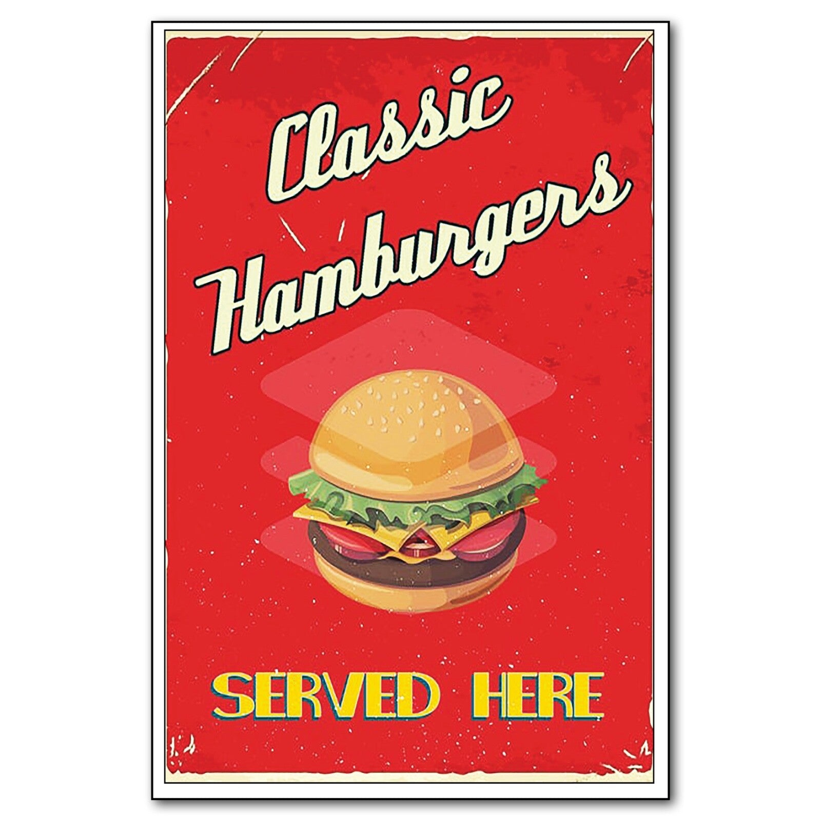 Set of six vintage retro fast food signs fridge magnets by Star, flexible magnetic food-themed decor for refrigerators.