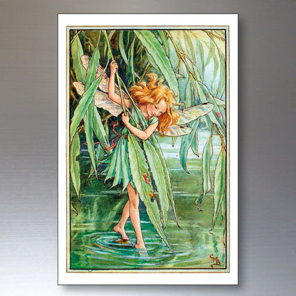 Set of 8 vintage fairy Victorian illustration garden fairies fridge magnets, decorative and colorful collectible magnets.