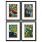 Collection of four high gloss Studio Ghibli film poster prints on A3 paper by Bubbadoodoo, featuring colorful, detailed artwork.
