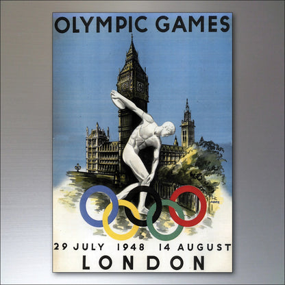 Set of 8 vintage Olympic sports fridge magnets featuring colorful posters, perfect for decorating your refrigerator.