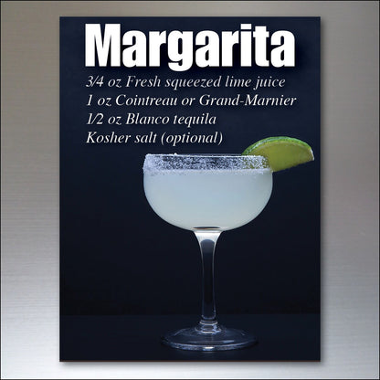 Set of 6 vintage cocktail recipe fridge magnets by Bubbadoodoo, featuring classic drink illustrations on decorative cards.