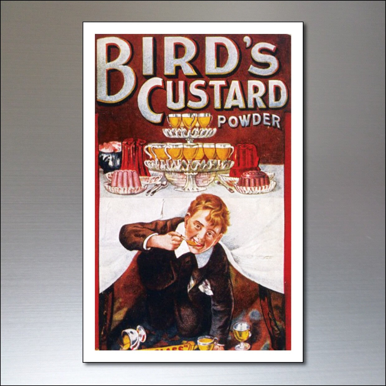 Set of nine vintage retro fridge magnets featuring classic advertisement designs, perfect for decorating or collecting.