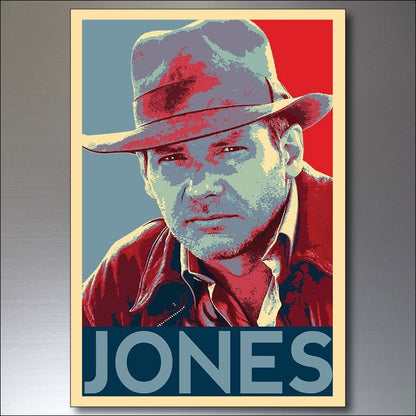 Set of 8 vintage-style film poster fridge magnets featuring stylized movie icons by Icons for film decoration.