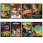 Set of 8 vintage horror movie poster fridge magnets featuring spooky film-themed artwork and classic horror icons.