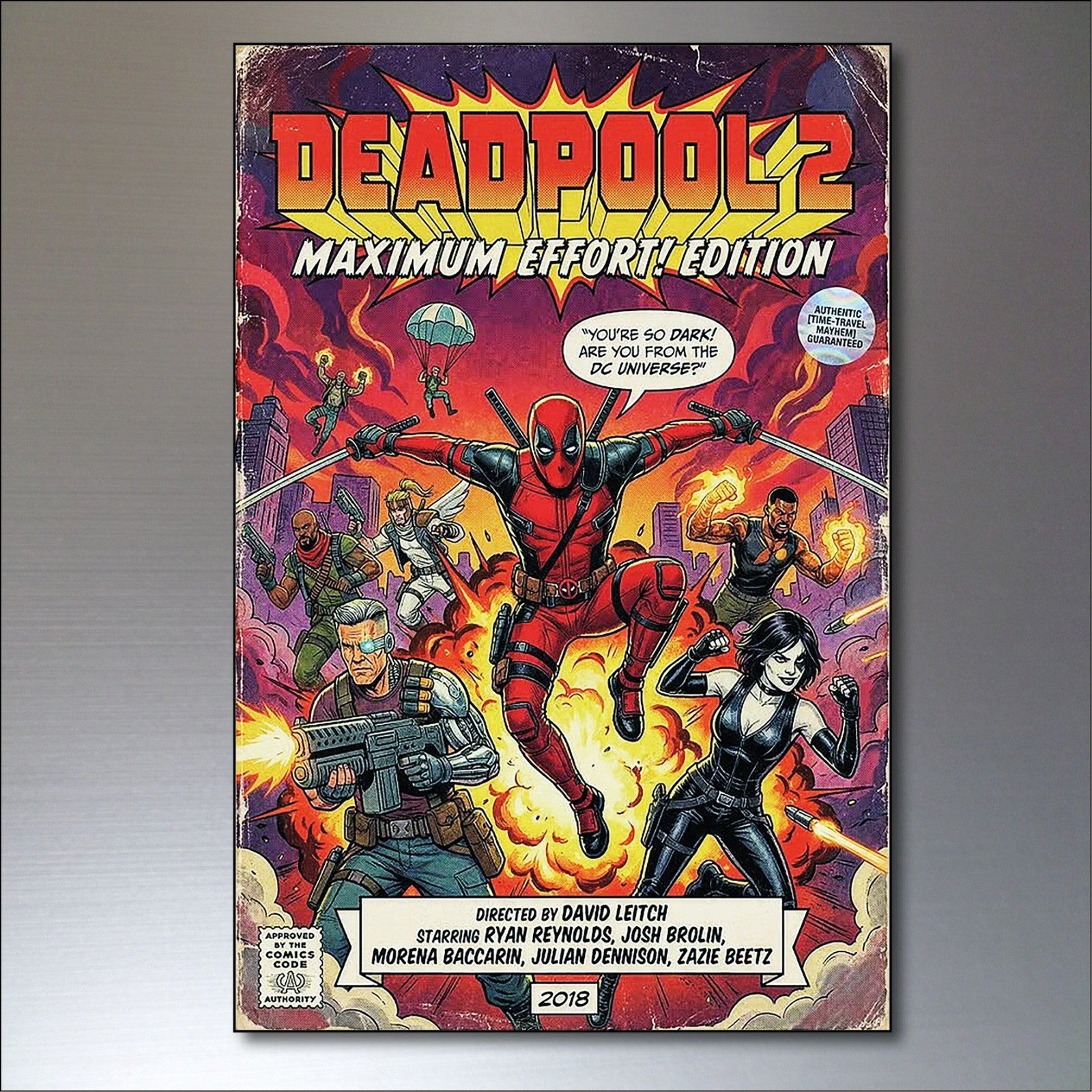 Set of six vintage superhero and villain fridge magnets featuring colorful comic book character designs.