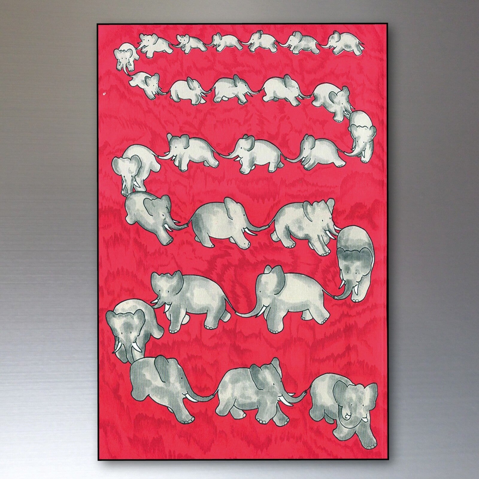 Set of 8 vintage Babar The Elephant fridge magnets with French book illustrations, perfect for decorating your kitchen.