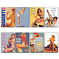 Set of 8 vintage pin-up girl fridge magnets, decorative metal magnets featuring retro pin-up illustrations for refrigerator decor.
