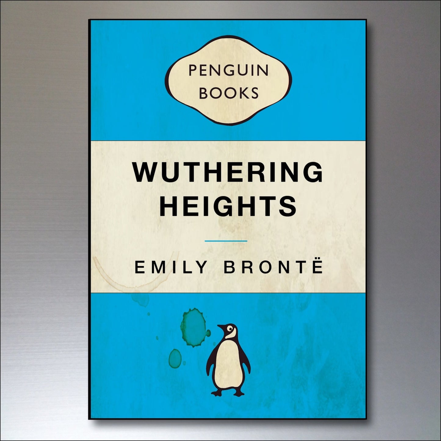 Set of 8 vintage Penguin Book cover fridge magnets featuring retro penguin illustrations, perfect for book and magnet enthusiasts.