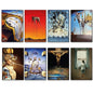 Set of 8 Salvador Dali fridge magnets featuring colorful surrealist painting designs for decorative kitchen decor.