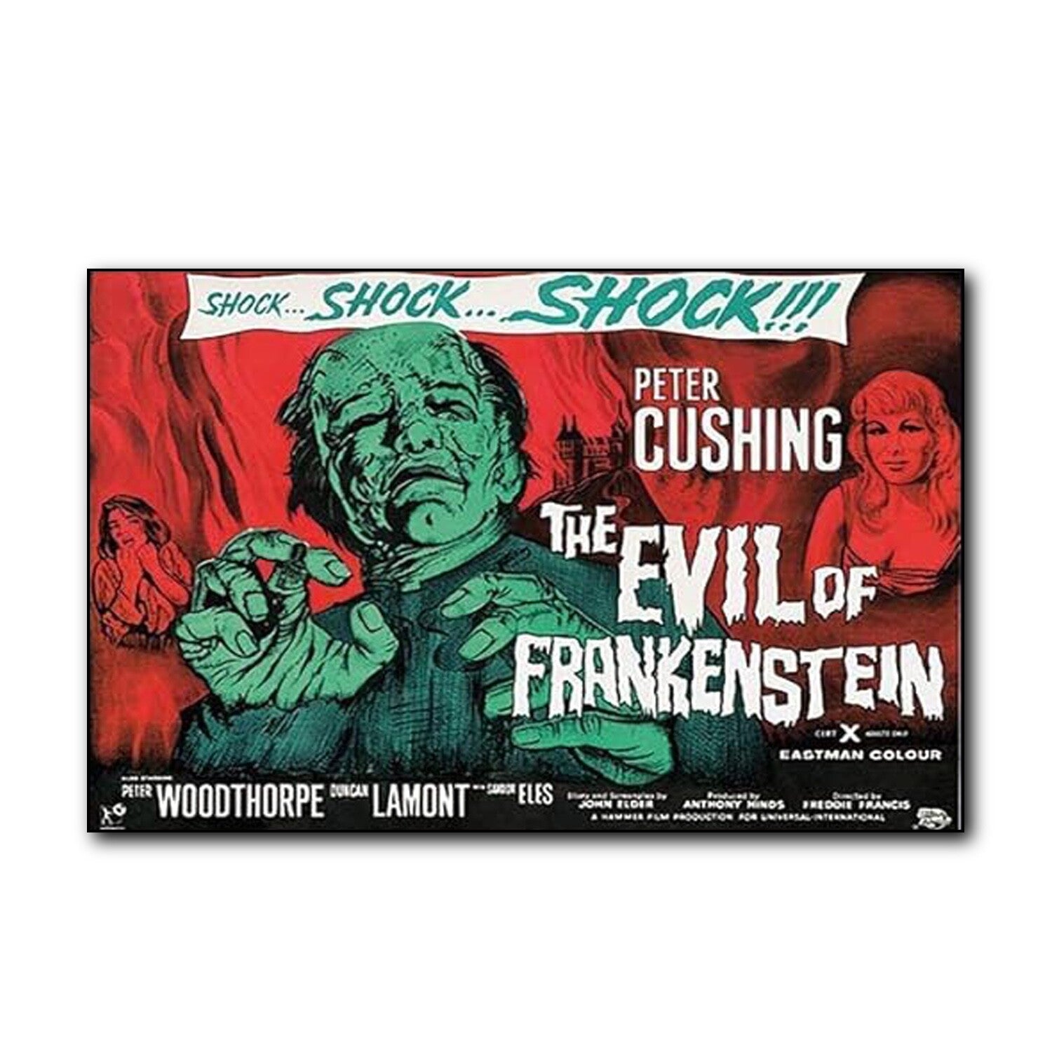Set of 8 vintage Hammer Horror Movie Poster fridge magnets featuring classic horror film designs and artwork.
