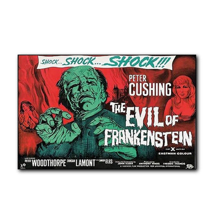 Set of 8 vintage Hammer Horror Movie Poster fridge magnets featuring classic horror film designs and artwork.