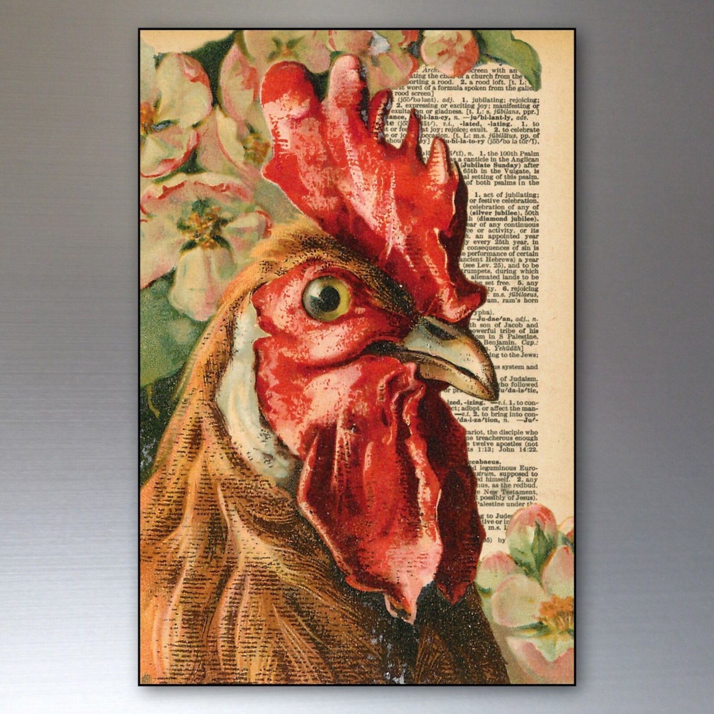 Set of 8 Chicken brand fridge magnets featuring retro chicken keeper art, thin decorative magnetic pieces for refrigerator decor.