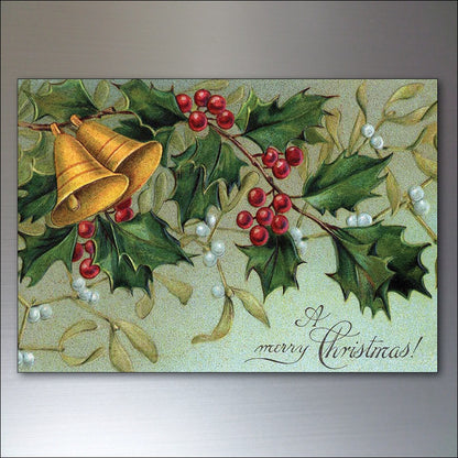 Vintage Victorian Christmas scene fridge magnet set with 8 traditional holiday images, featuring festive Victorian holiday scenes.