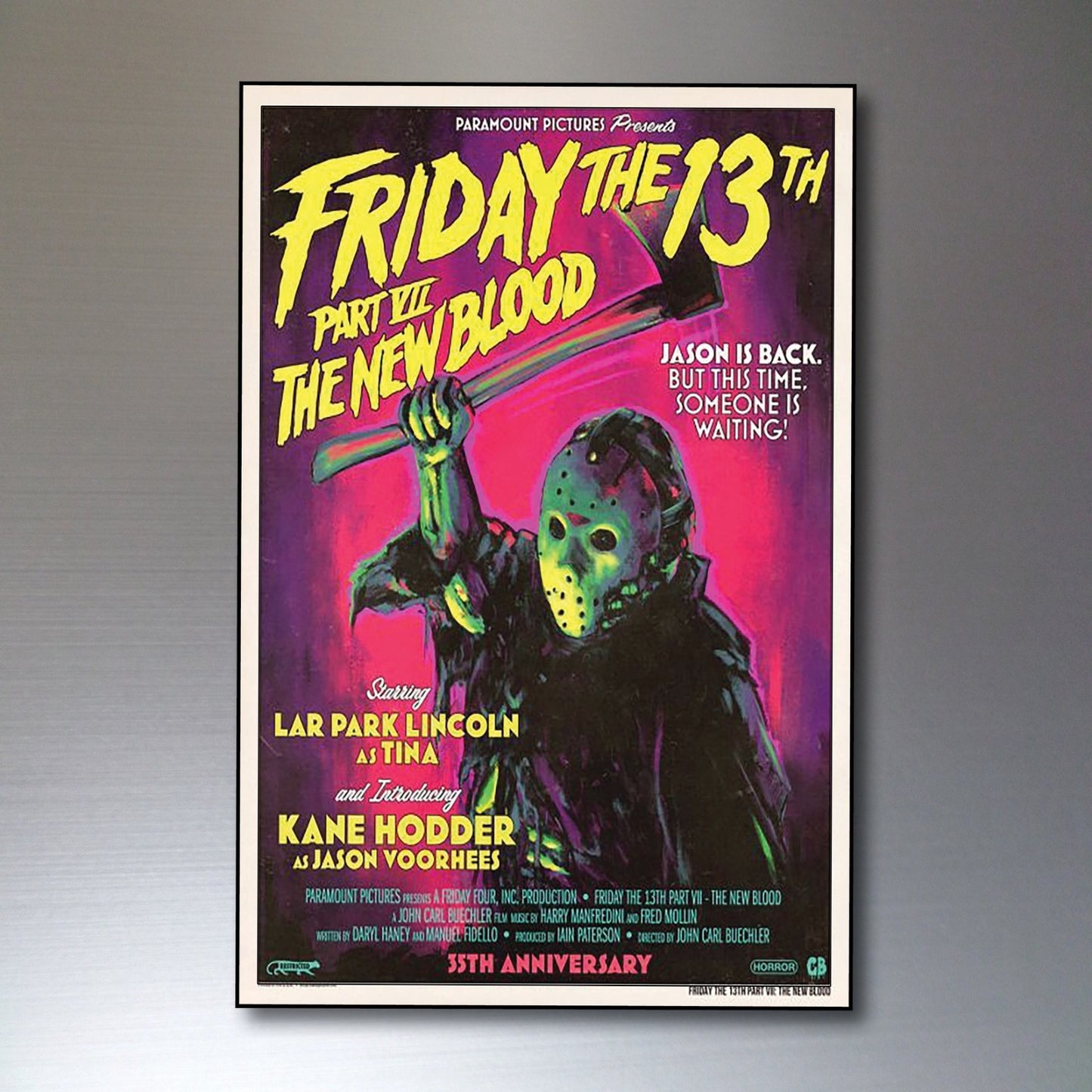 Set of 8 vintage horror film poster fridge magnets featuring classic movie artwork and designs, unbranded collectible magnet set.