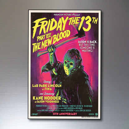 Set of 8 vintage horror film poster fridge magnets featuring classic movie artwork and designs, unbranded collectible magnet set.