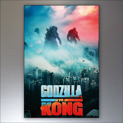 Set of 8 fridge magnets featuring Godzilla vs King Kong film poster images, collectible Unbranded movie magnet collection.