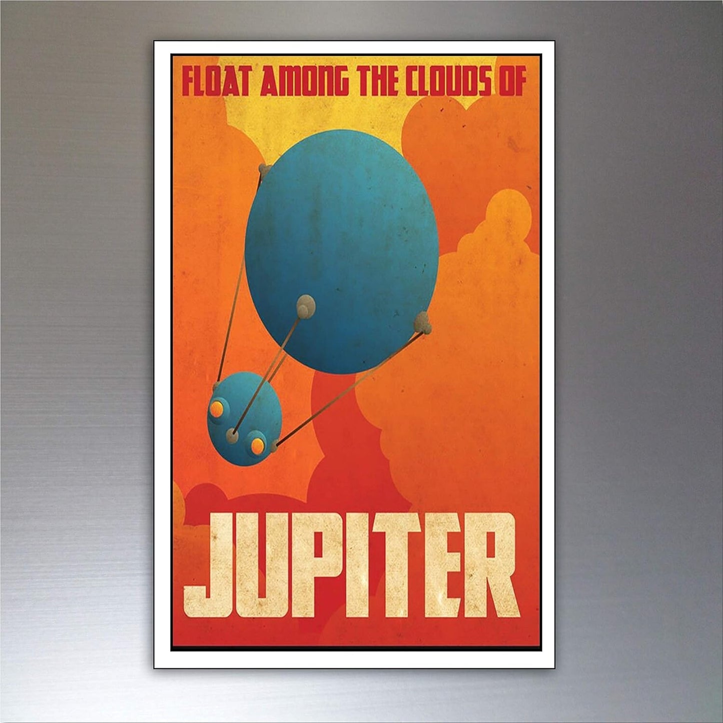 Set of 9 vintage retro sci-fi Space planets magnets featuring colorful illustrations of planets from the space-themed artwork collection.