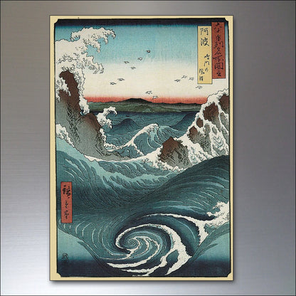 Set of vintage Japanese ukiyo-e art wood block fridge magnets featuring traditional ukiyo-e designs and vibrant colors.