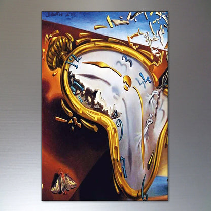 Set of 8 Salvador Dali fridge magnets featuring colorful reproductions of his surreal paintings on glossy surfaces.