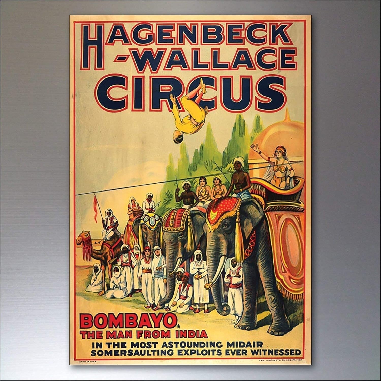 Showman vintage circus and performance posters fridge magnets set of 8, colorful retro magnets for refrigerator decor