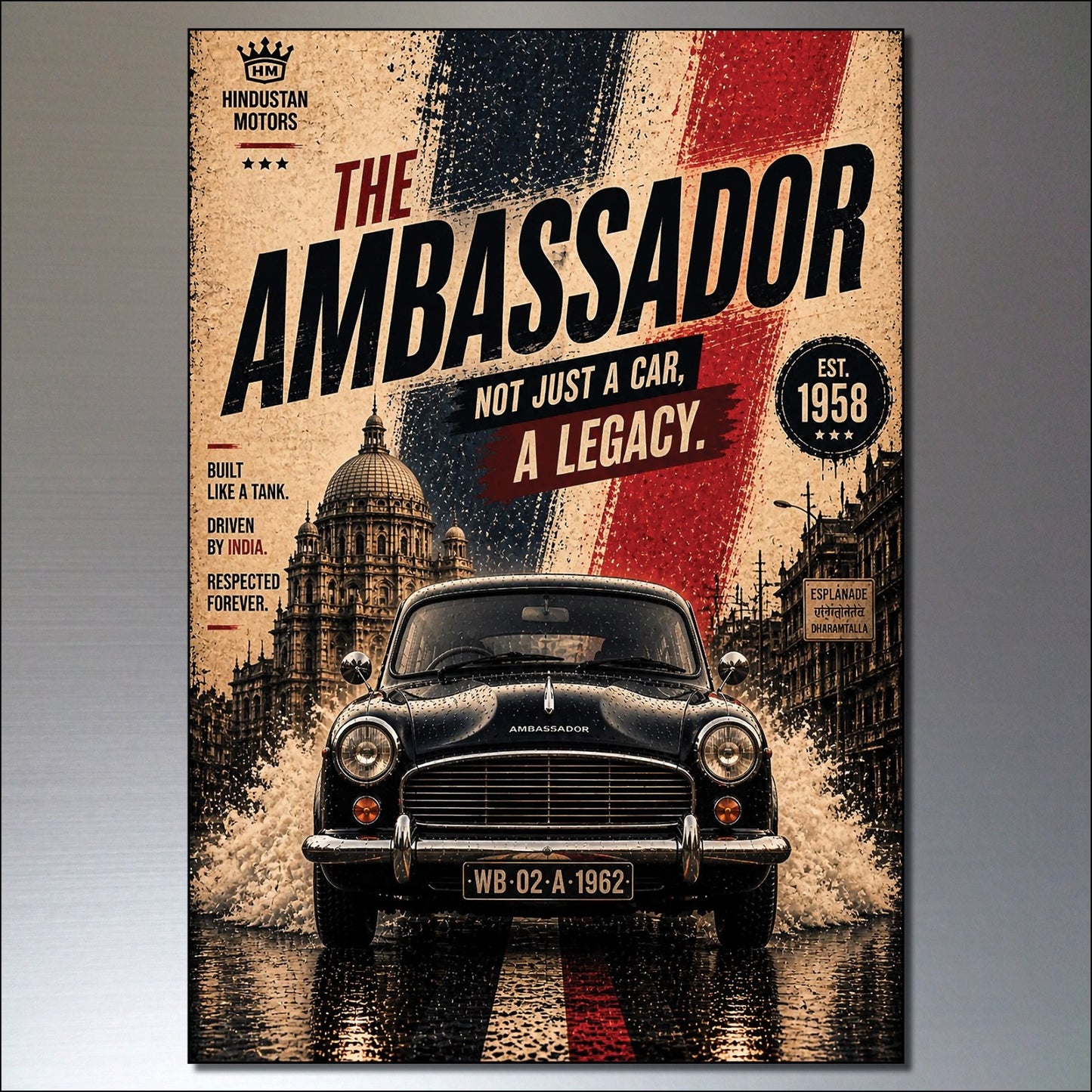 Set of 8 vintage classic car poster fridge magnets featuring retro motors and auto-themed designs by Cars.