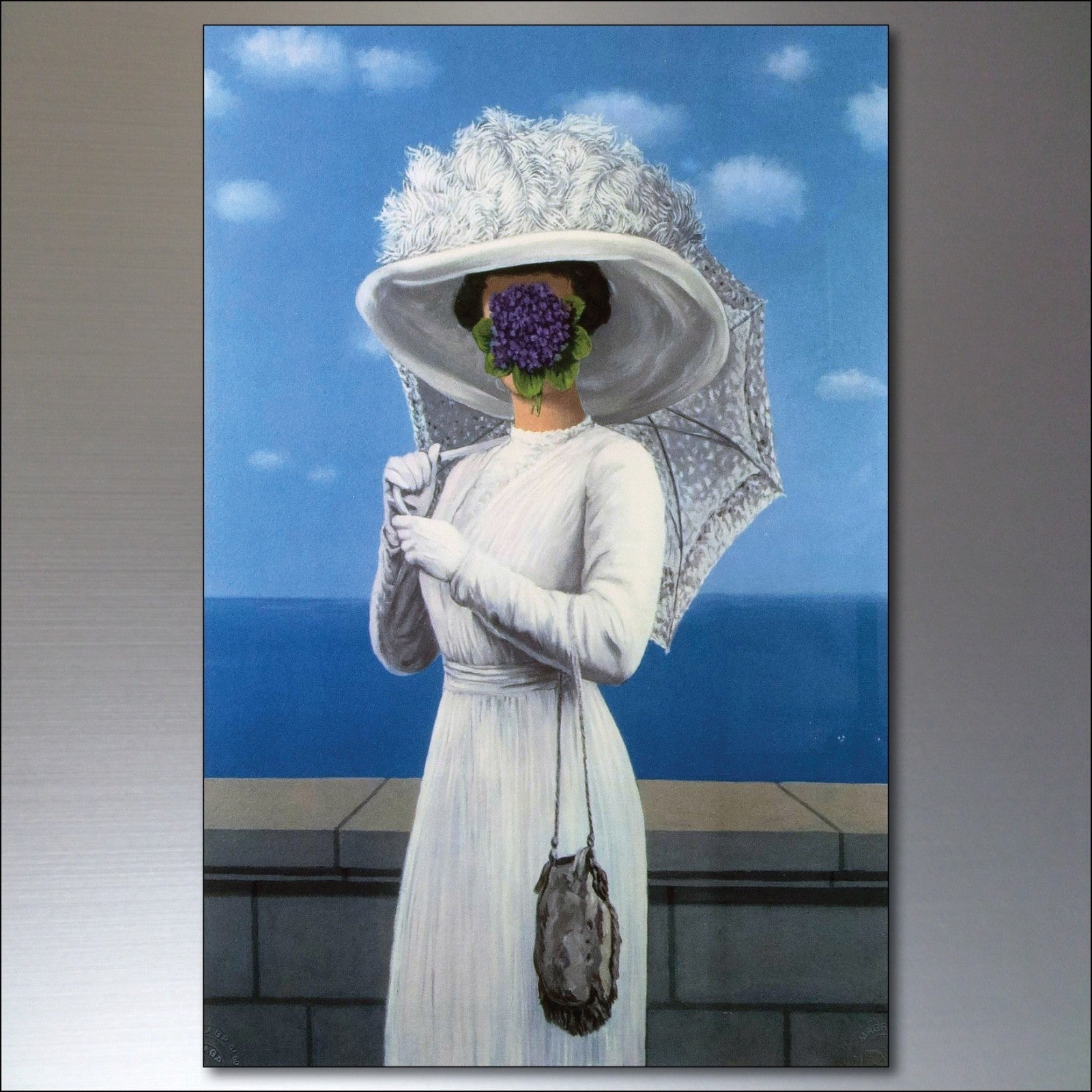 Set of 8 vintage fridge magnets featuring René Magritte surrealism paintings, colorful art magnets by Surralalist.
