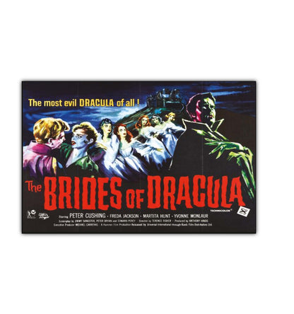 Set of 8 Vintage Hammer Horror movie poster fridge magnets featuring classic horror images and film titles, unbranded collectible magnets.