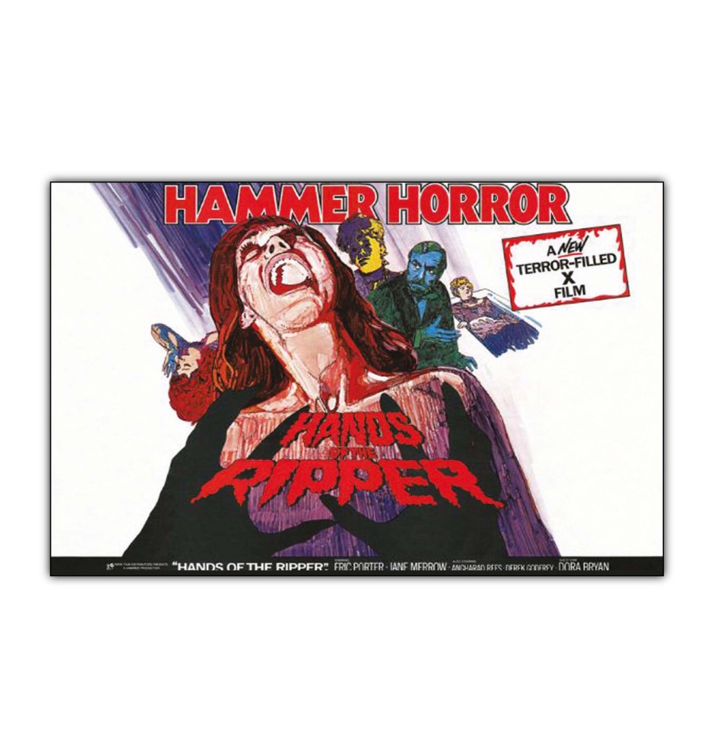 Set of 8 vintage Hammer Horror movie poster fridge magnets, featuring classic horror designs and artwork.