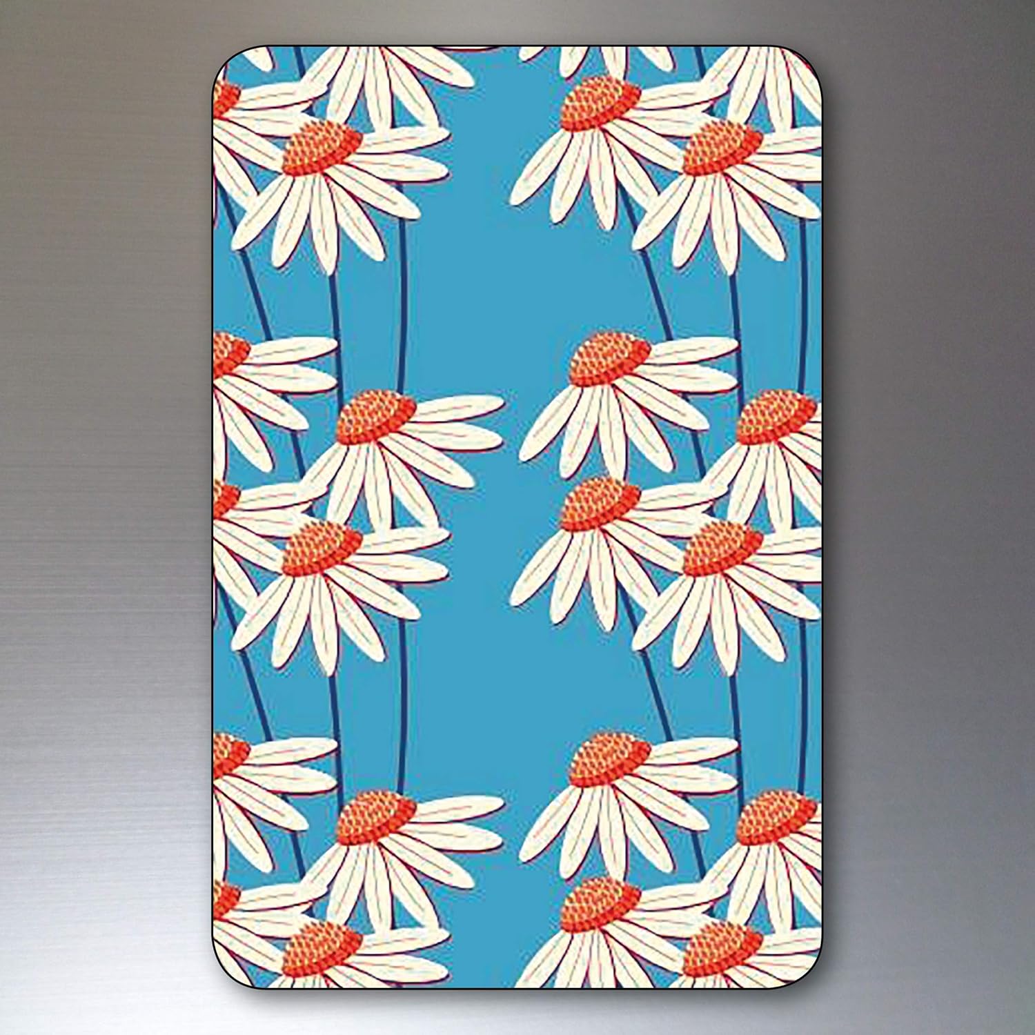 Set of 8 floral retro mid-century style fridge magnets with rounded corners, colorful decorative magnets by Bubbadoodoo.