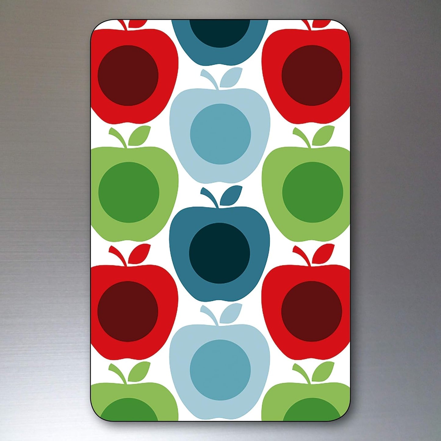 Set of 8 floral retro mid-century style fridge magnets with rounded corners by Bubbadoodoo, featuring colorful vintage-inspired prints.