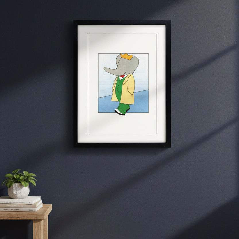 Babar the Elephant A3 Luxury Satin Art Print | Classic Children's Illustration | No.4