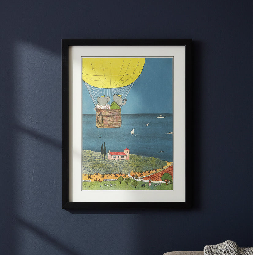Babar the Elephant A3 Luxury Satin Art Print | Classic Children's Illustration | No.2