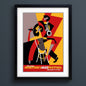 Framed art print featuring a stylized jazz festival illustration with two musicians in bold geometric shapes. The print includes the text '54th Annual Monterey Jazz Festival September 16-18, 2011' at the bottom.
